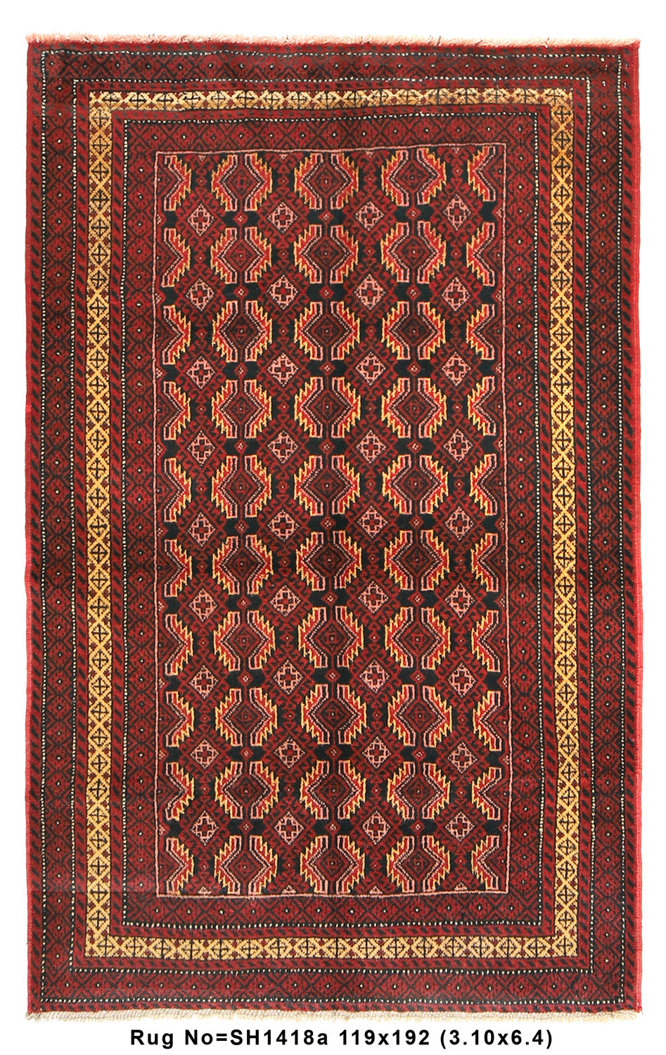 Baluch Rug 85 x 186 cm Iran-Afghanistan, 1880-1920 Wool [240823001] 東日本橋在庫  Yomudトルクメンのギュルを大胆に取り入れた、非常に珍しいアンティークバルーチラグです。 本当に古いトライバルラグの素晴らしさの一つは、近隣部族の影響を受け合いながらも  