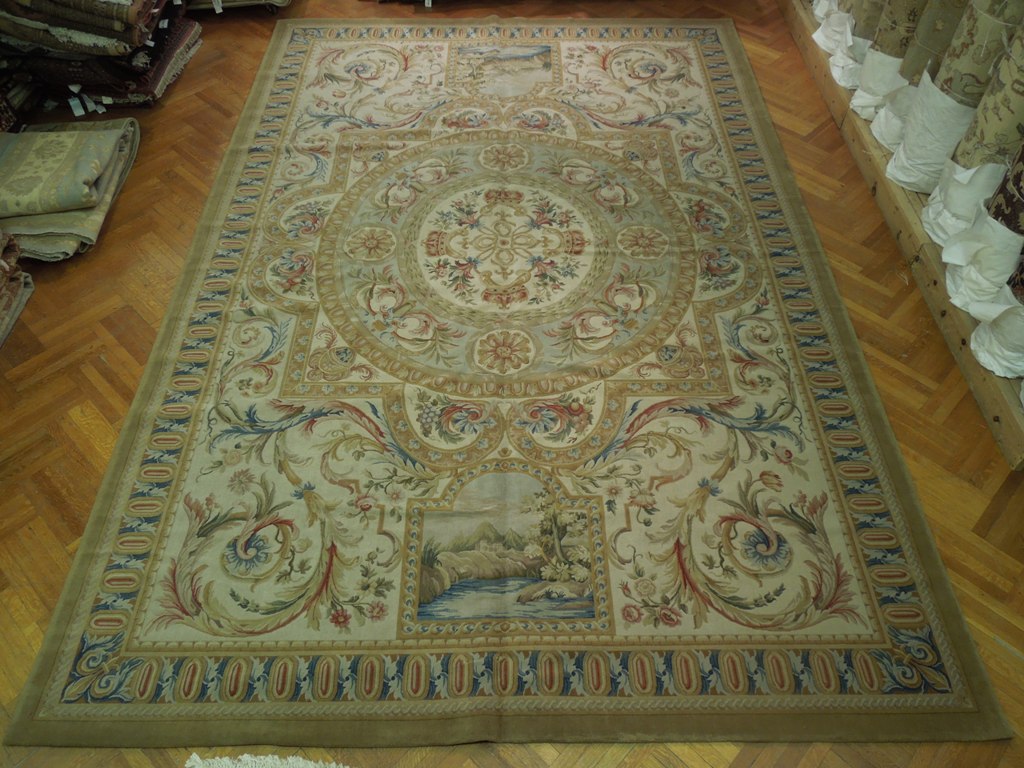 12.2 x 18.2 New Tapestry Flat Weave French Aubusson Carpet Handmade #SP-18751