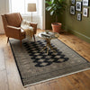 Load image into Gallery viewer, 4 x 6 Black Hand-Knotted Imported Bokhara Jaldar Rug Wool Silk Touch #B-75621