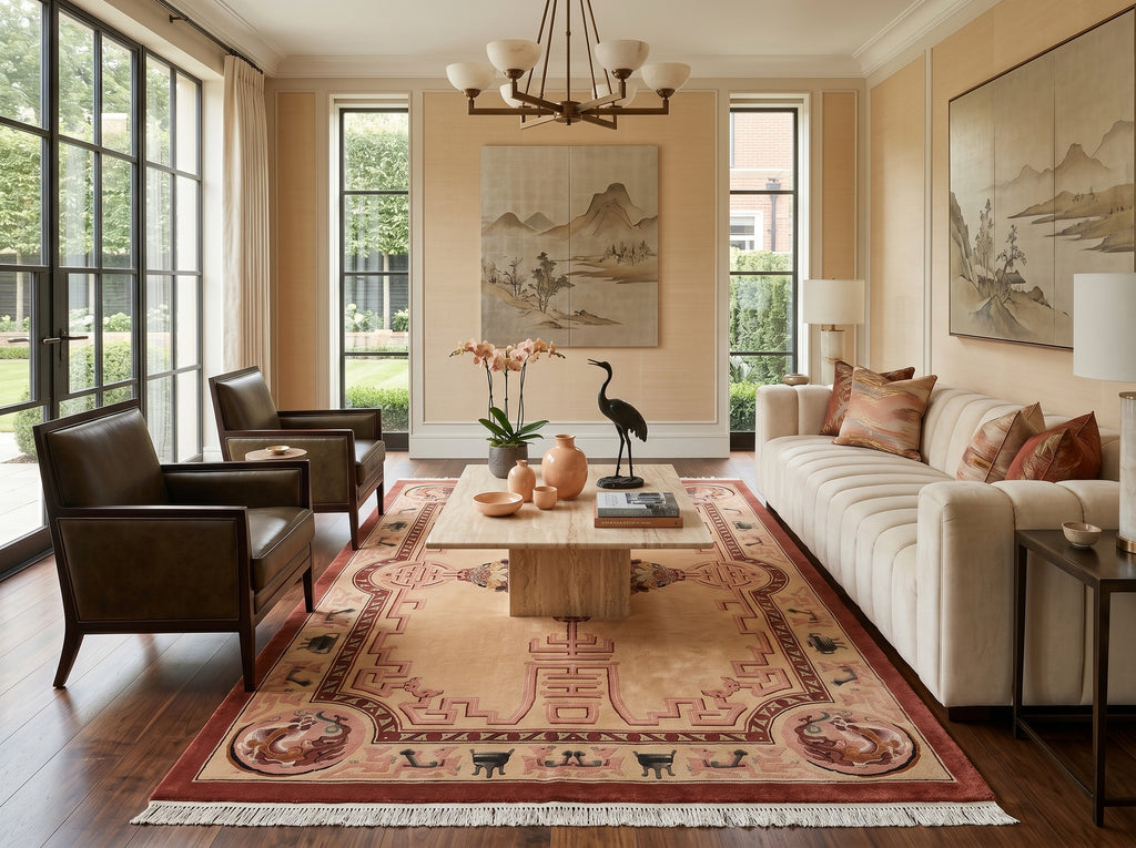 6 x 9 Chinese Dragon Silk Hand-Knotted Rug #PIX-20506