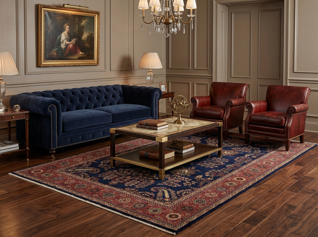 7 x 9 Traditional Sarouk Mohageran Quality Hand-Knotted Rug Lustrous Silky Wool #PIX-2871