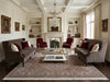 Load image into Gallery viewer, Luxurious living room with gray sofas, red armchairs, and a coffee table.
