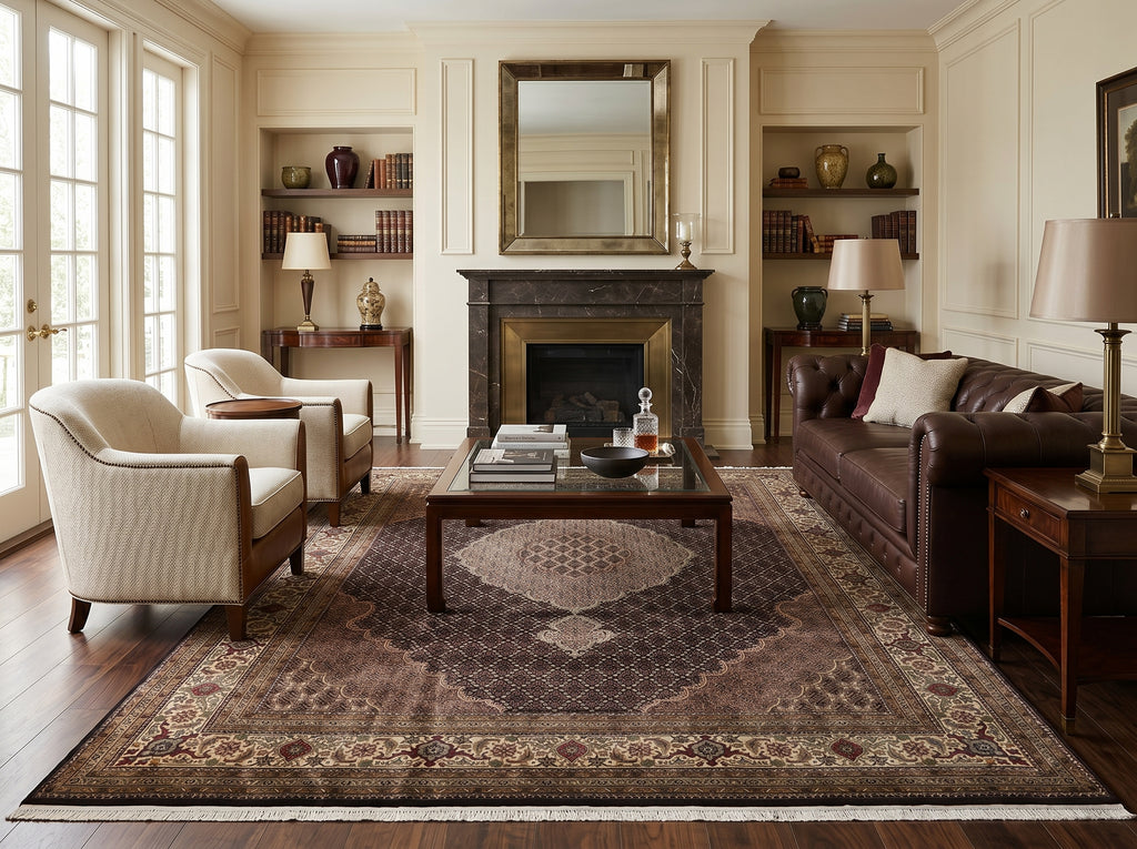 Living room with a decorative rug
