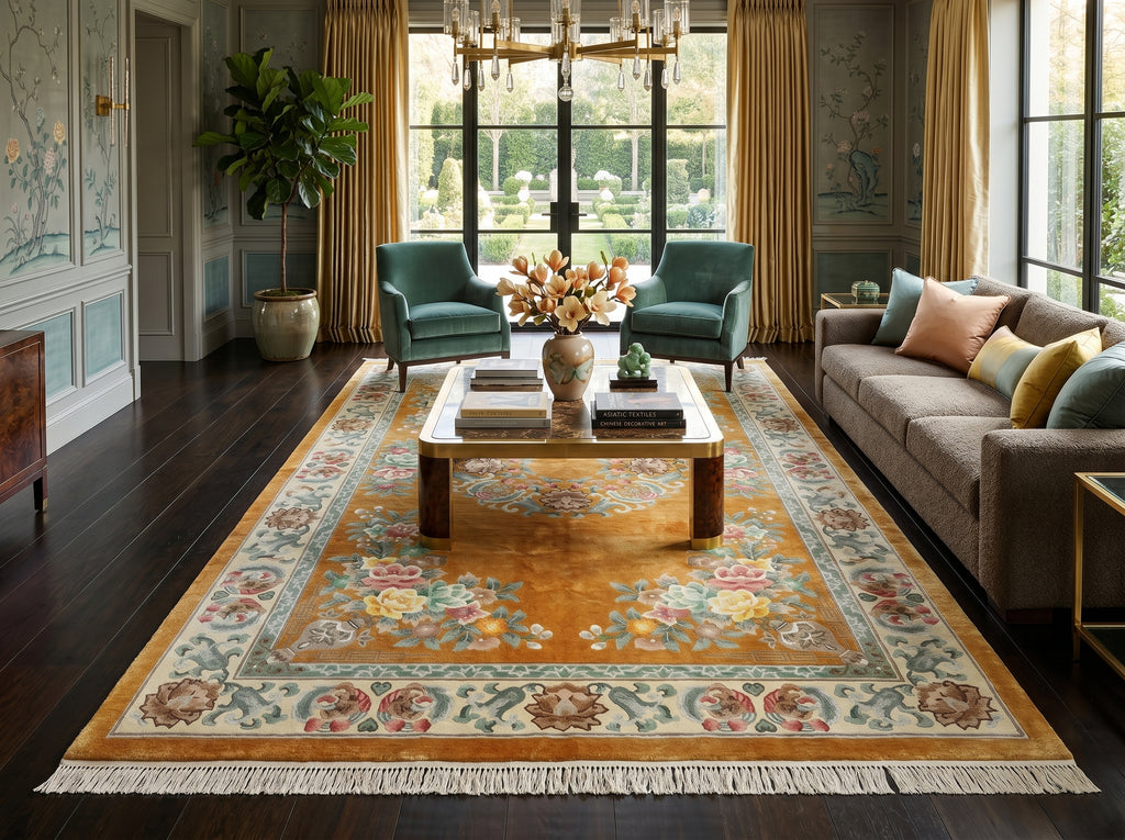 6 x 9 Hand-Knotted French Aubusson Silk Rug #PIX-27500