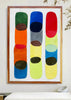 Load image into Gallery viewer, Handcrafted Modern Totem: Vibrant Abstract Pill &amp; Oval Geometric Cowhide Mosaic Wall Art