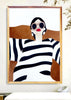 Load image into Gallery viewer, Handcrafted Retro Glamour: Bold Stripes &amp; Oversized Sunglasses Fashion Cowhide Mosaic Wall Art