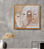 Load image into Gallery viewer, Handcrafted Tribal Essence: Abstract Triple Mask Portrait Cowhide Mosaic Wall Art