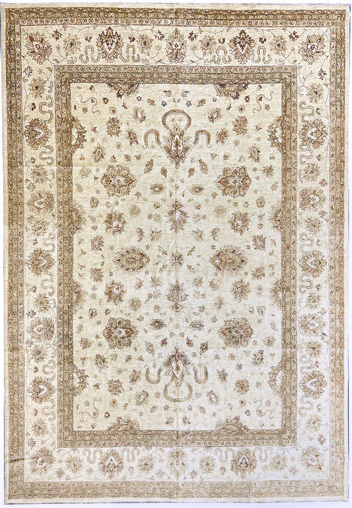 11.10 x 14.8 Large Light Neutrals Chobi Peshawar Quality Handmade Rug #PIX-15567