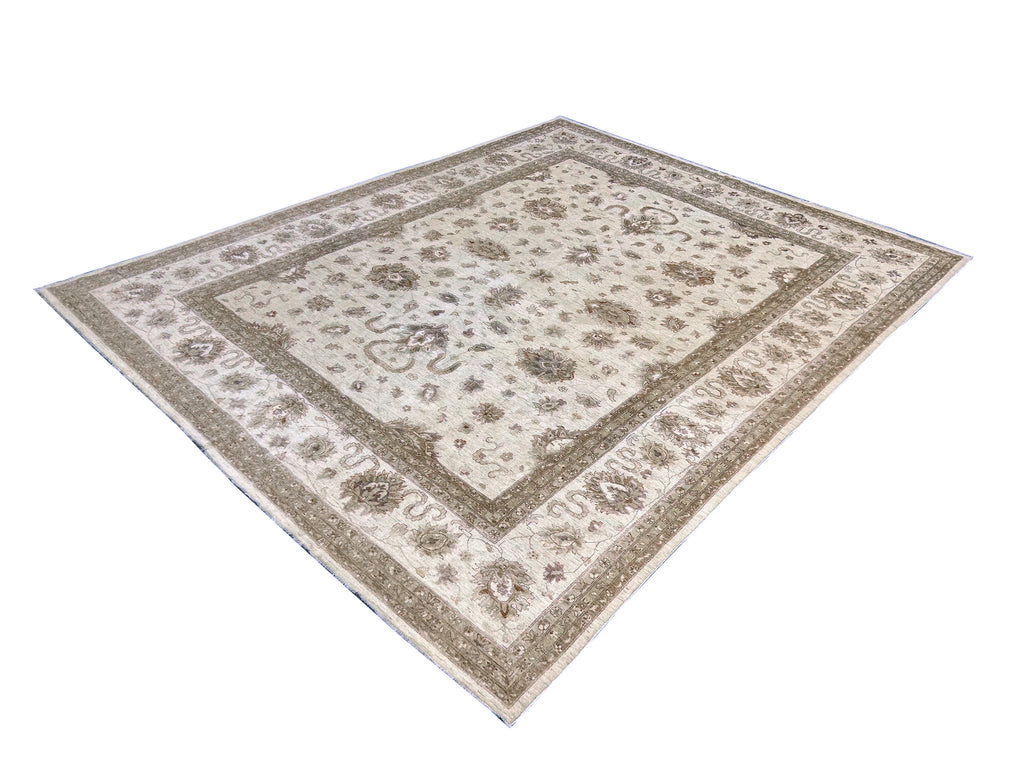11.10 x 14.8 Large Light Neutrals Chobi Peshawar Quality Handmade Rug #PIX-15567