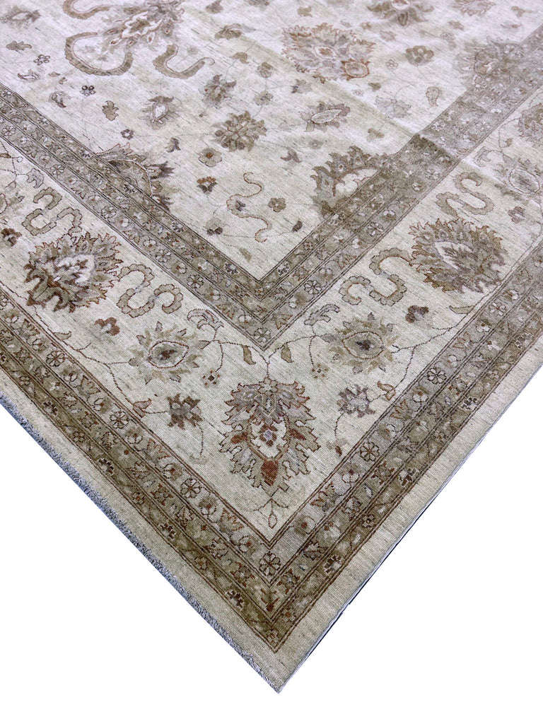 11.10 x 14.8 Large Light Neutrals Chobi Peshawar Quality Handmade Rug #PIX-15567
