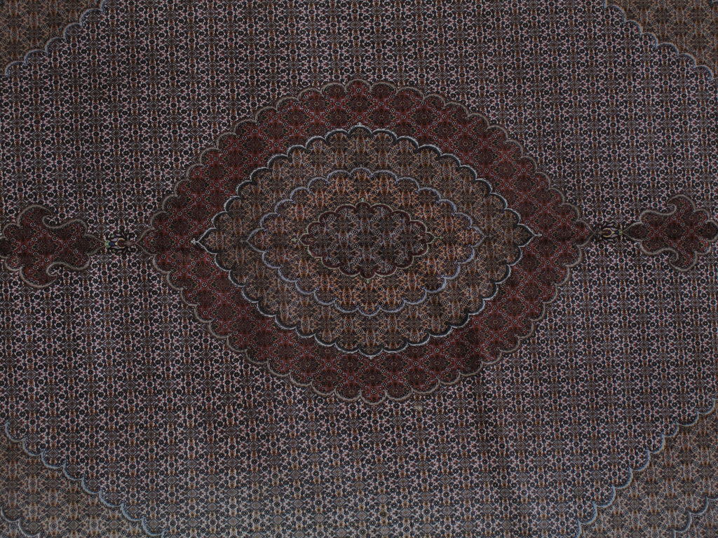 9.10 x 13 Semi-Antique Authentic Persian Mahi Tabriz Rug Wool and Silk SALE  #F-6843