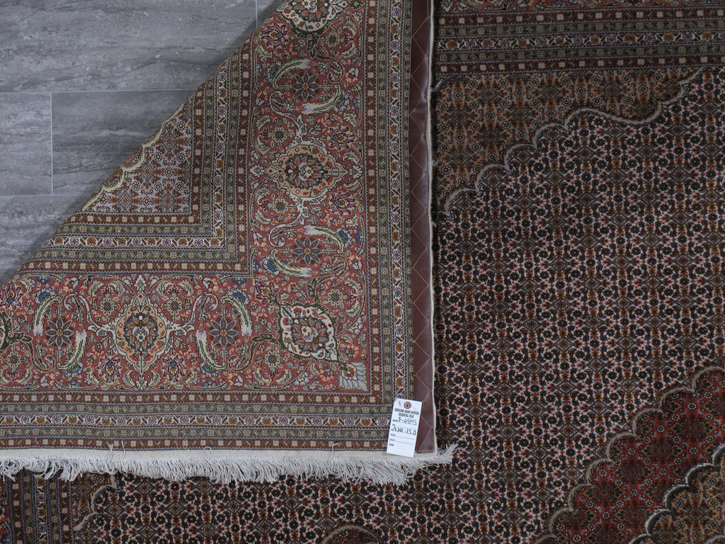 9.10 x 13 Semi-Antique Authentic Persian Mahi Tabriz Rug Wool and Silk SALE  #F-6843