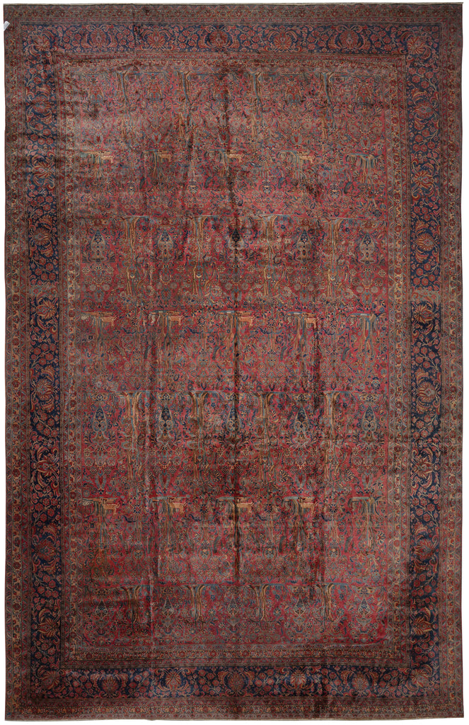 13 x 22.3 Persian Traditional Woo Hand-Knotted Rug  