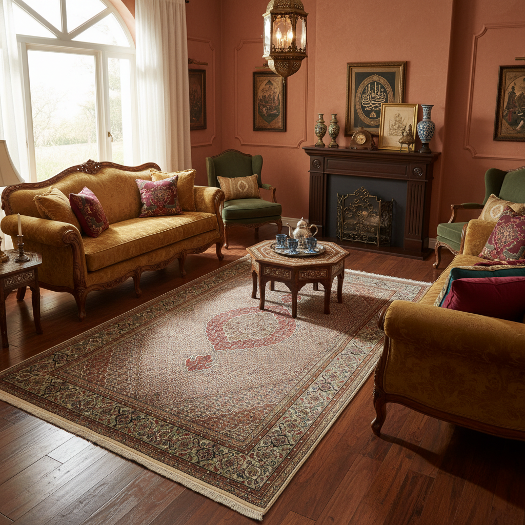 6.7 x 10.3 Persian Wool  Silk Hand-Knotted Rug