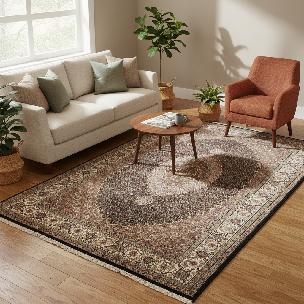 6.8 x 10 Artisanal Persian Traditional Woo Hand-Knotted Rug