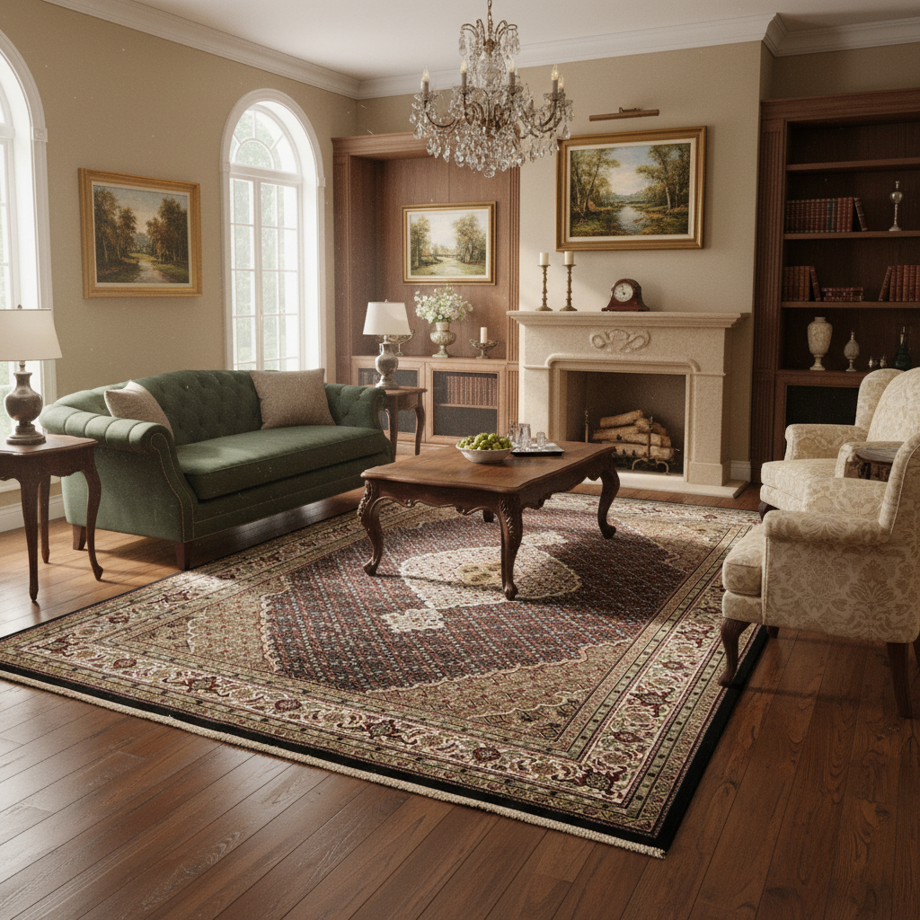 6.8 x 10 Persian Traditional Wool  Silk Hand-Knotted Rug 