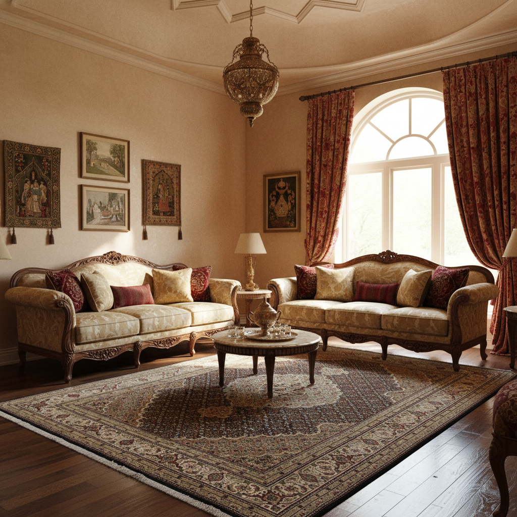 6.6 x 9.6  Traditional Persian Wool  Silk Hand-Knotted Rug