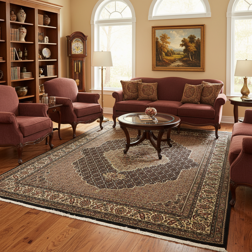 6.8 x 8  Traditional Wool  Silk Hand-Knotted Rug