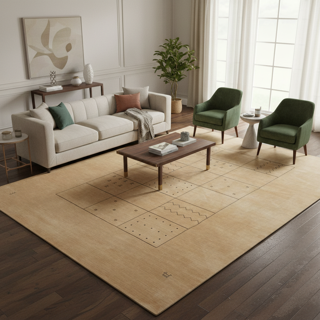 9 x 11.9 CONTEMPORARY handmade Rug Quality Wool #F-3020