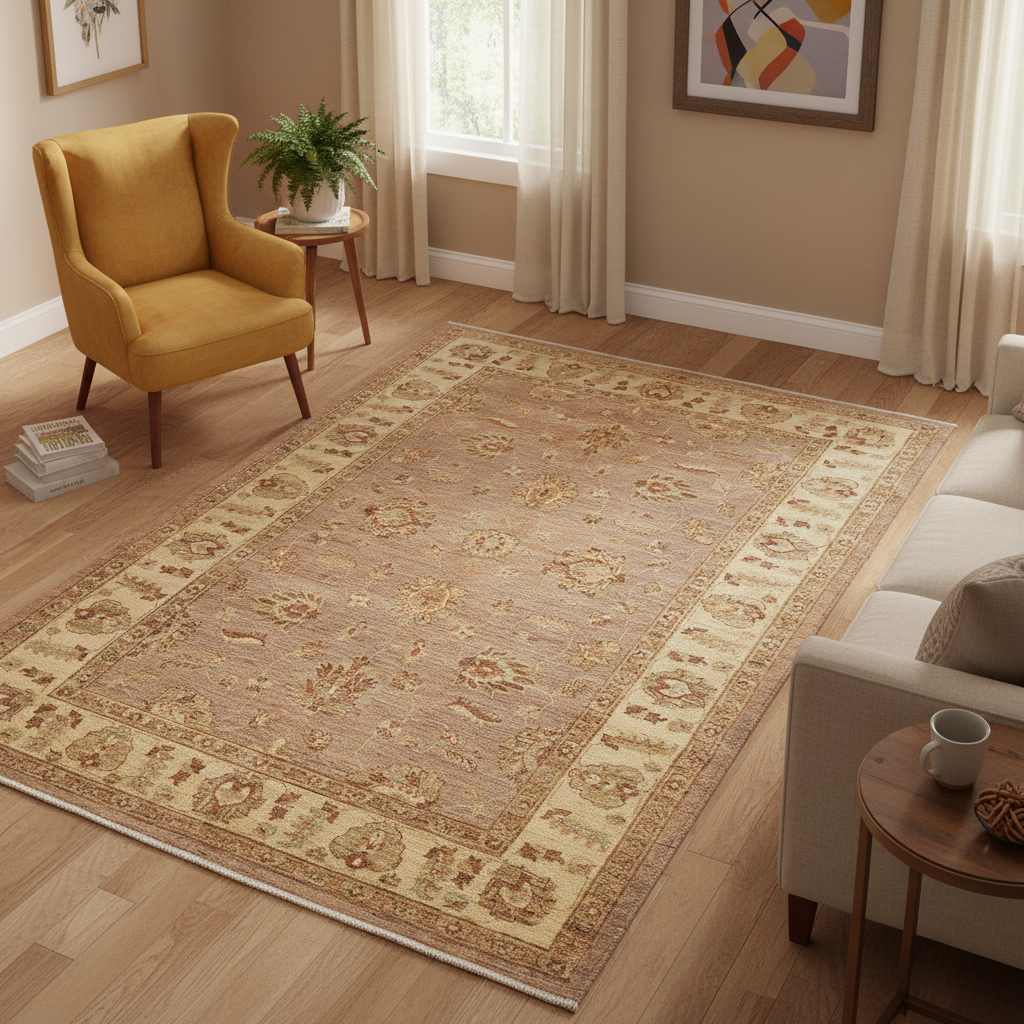 6 x 9 Tan Brown, Neutral Chobi Peshawar Rug Hand-Knotted Pakistan #F-5767
