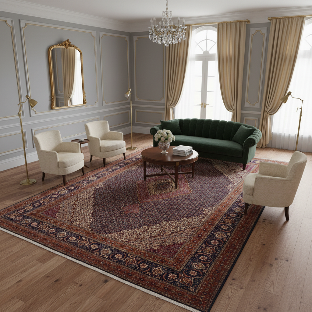 9.5 x 14 Authentic Quality Persian Mahi Tabriz Rug