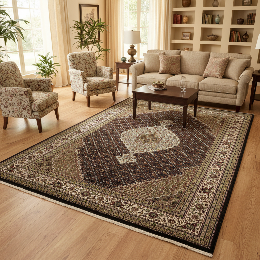 6.7 x 10 Persian Traditional Wool  Silk Hamadan Room Rug 
