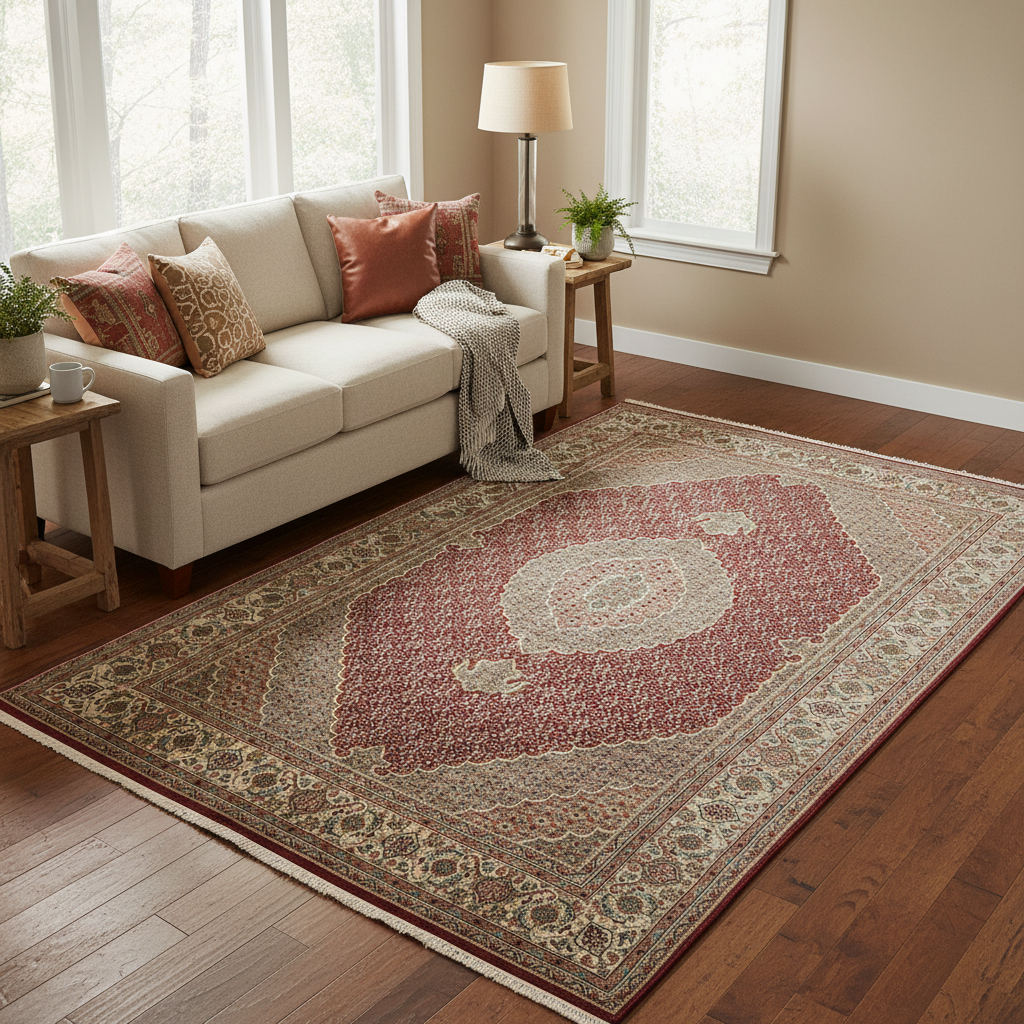 6.6 x 10.3 Persian Traditional Woo Hand-Knotted Rug