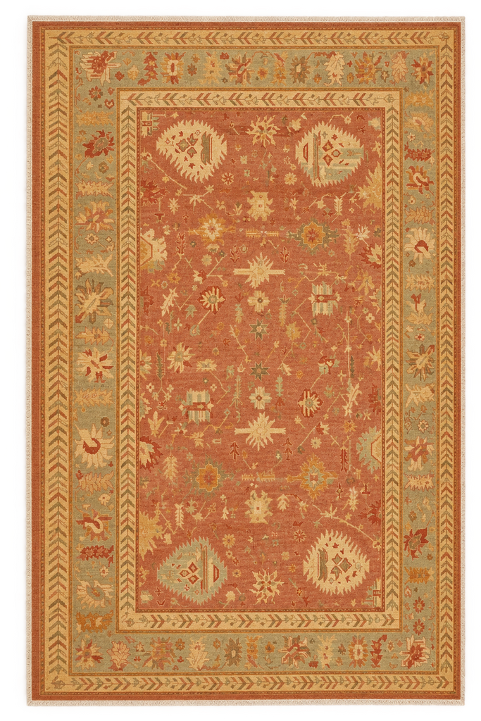 8 x 11.9 New Oushak Rug Neutral Warm Colors #F-6047