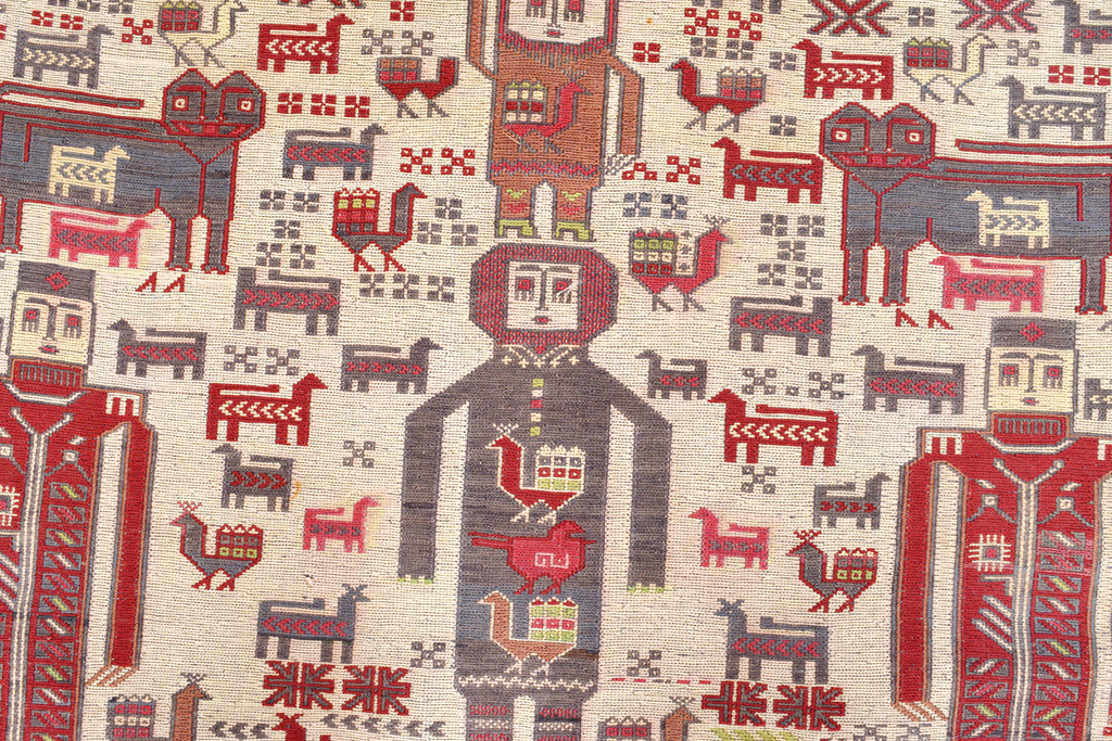4' x 6' Interesting-Pictorial-Raised-Wool-Afghan-Rug.jpg