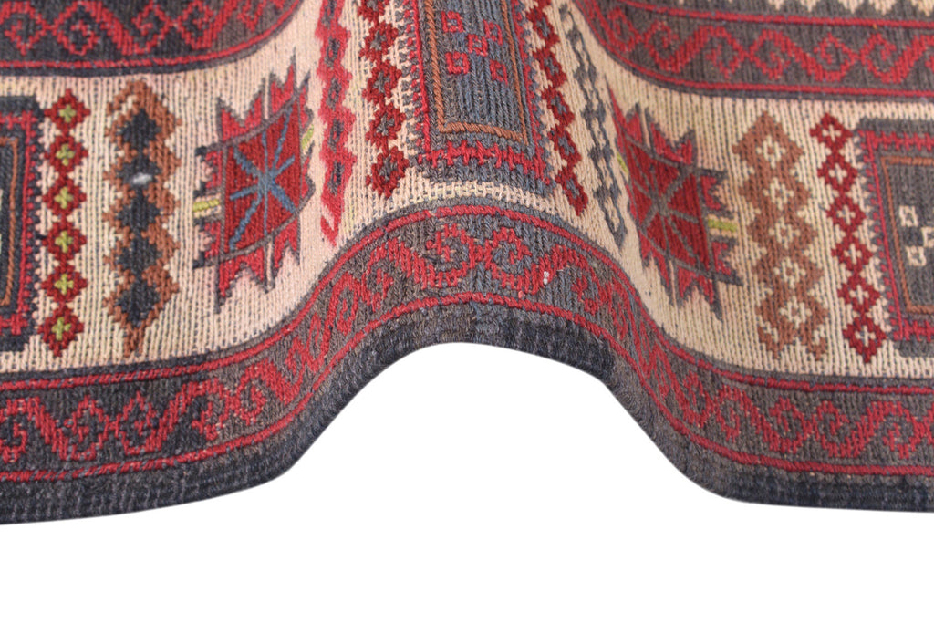 3.9 x 6.4 Interesting Pictorial Raised Wool Afghan Rug #AM1343