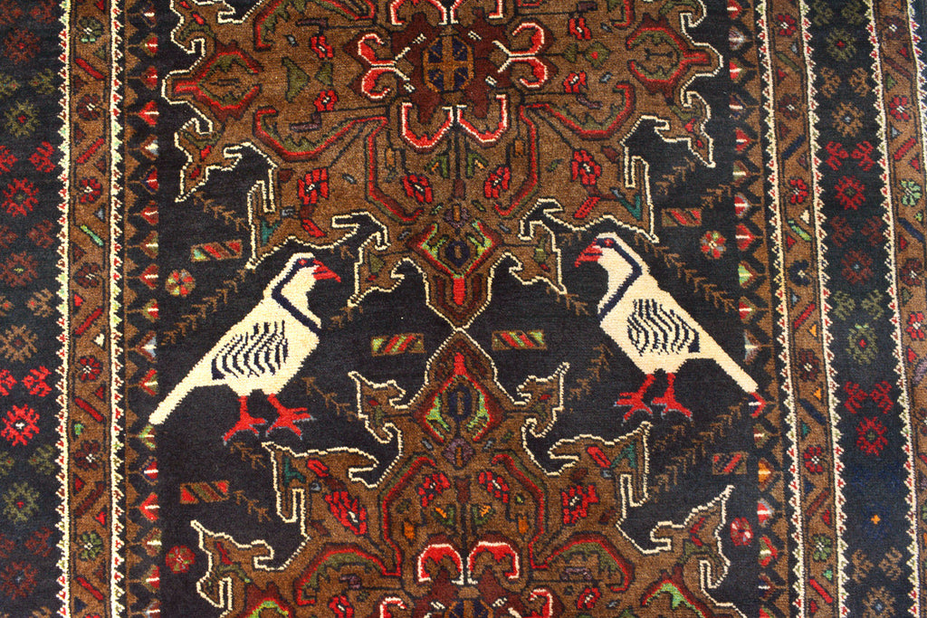 3.7 x 6.2 Love Bird Tribal Afghan Handmade Rug #AM1356
