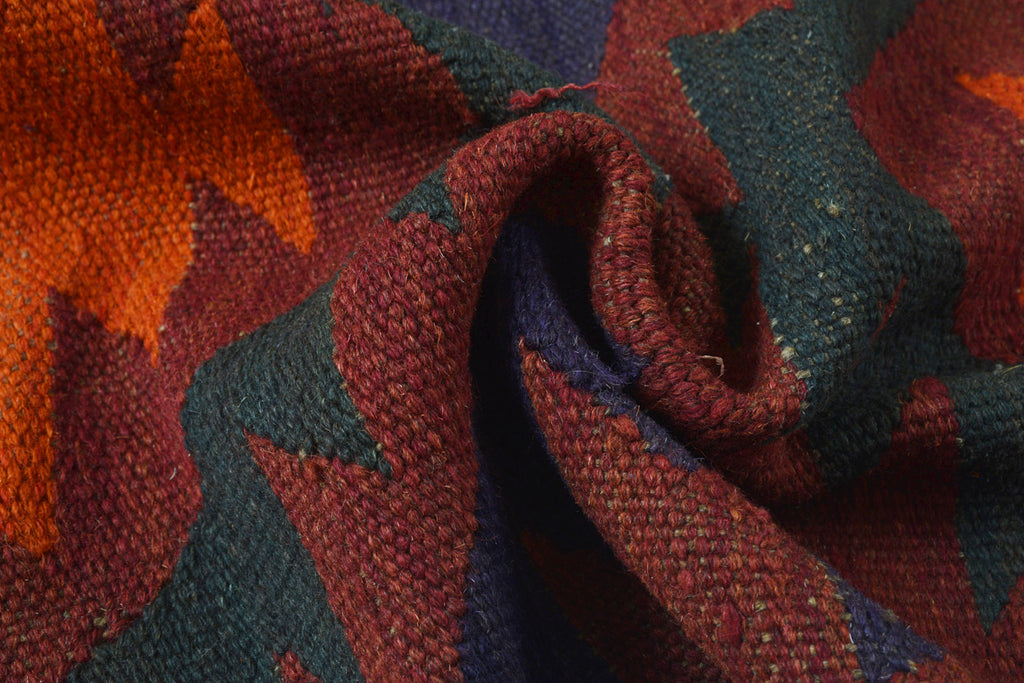 4.4 x 13.7 Wide Afghan Kilim Runner Wool Flat Weave #AM1357