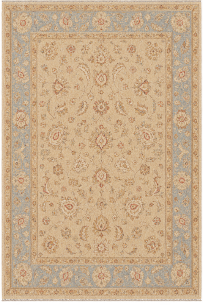 5.9 x 9 Brown Beige Chobi Peshawar Rug Taupe Blue Border 20229