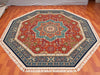 Load image into Gallery viewer, 8x8 Octagon Chinese Silk Rug Rust Teal Medallion 23Mad - hero
