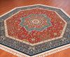Load image into Gallery viewer, 8x8 Octagon Chinese Silk Rug Rust Teal Medallion 23Mad - angled view