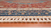 Load image into Gallery viewer, 8x8 Octagon Chinese Silk Rug Rust Teal Medallion 23Mad - low side view of fringe