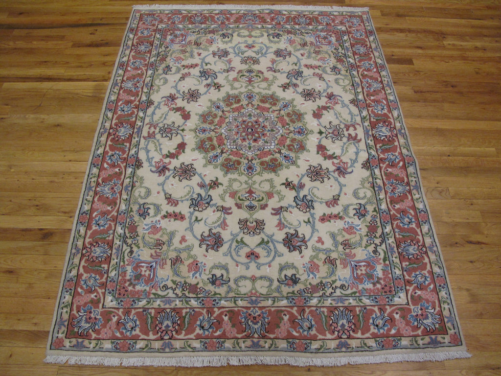4.9 x 6.7 High Quality Authentic Persian Tabriz Rug Handmade Iran Wool and Silk 400 KPSI #PIX-29298