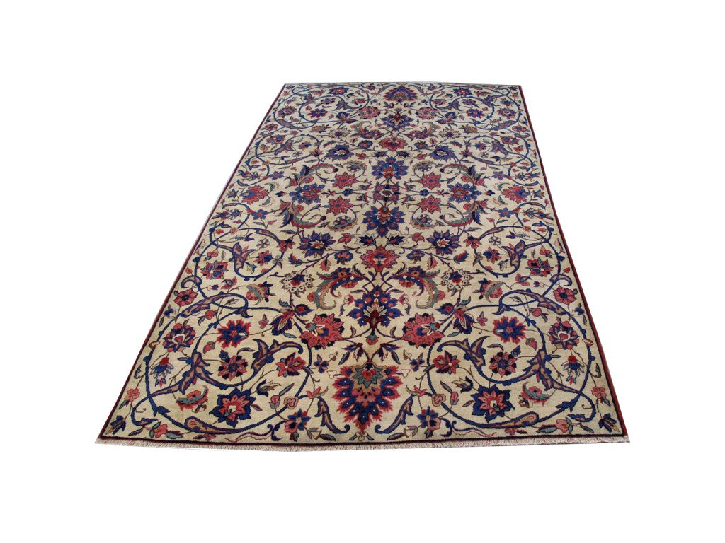 6.11 x 12.6 Semi-Antique Persian Esfahan Wool Rug - ESTATE CARPET #B-80715