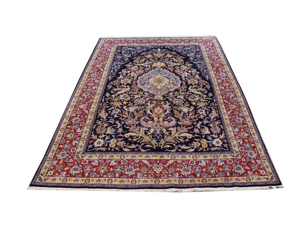 7.5 x 11 Super Fine Exotic Persian Isfahan Rug Wool and Silk 500 KPSI  #B-80737