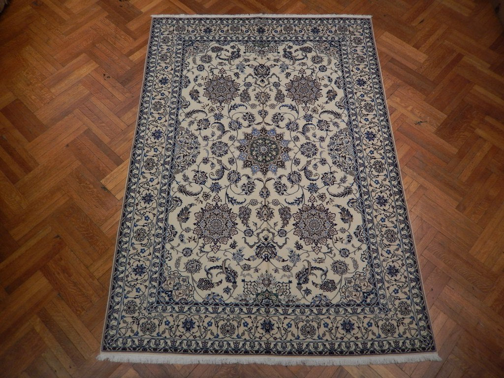 6.9 x 9.8 Habibian Signed High Quality Authentic Persian Nain Rug Handmade Iran Wool and Silk 500 KPSI #PIX-22014