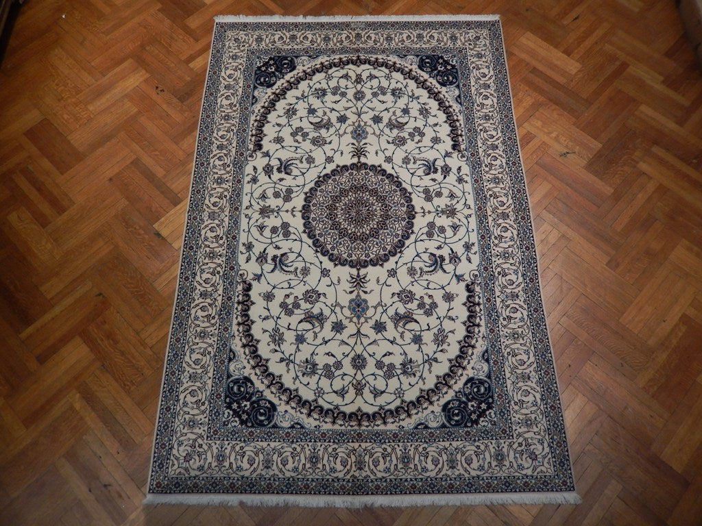 6.8 x 10.2 High Quality Authentic Persian Nain Rug 6 LA Handmade Iran Wool and Silk 500 KPSI Signed Habibian #PIX-22000