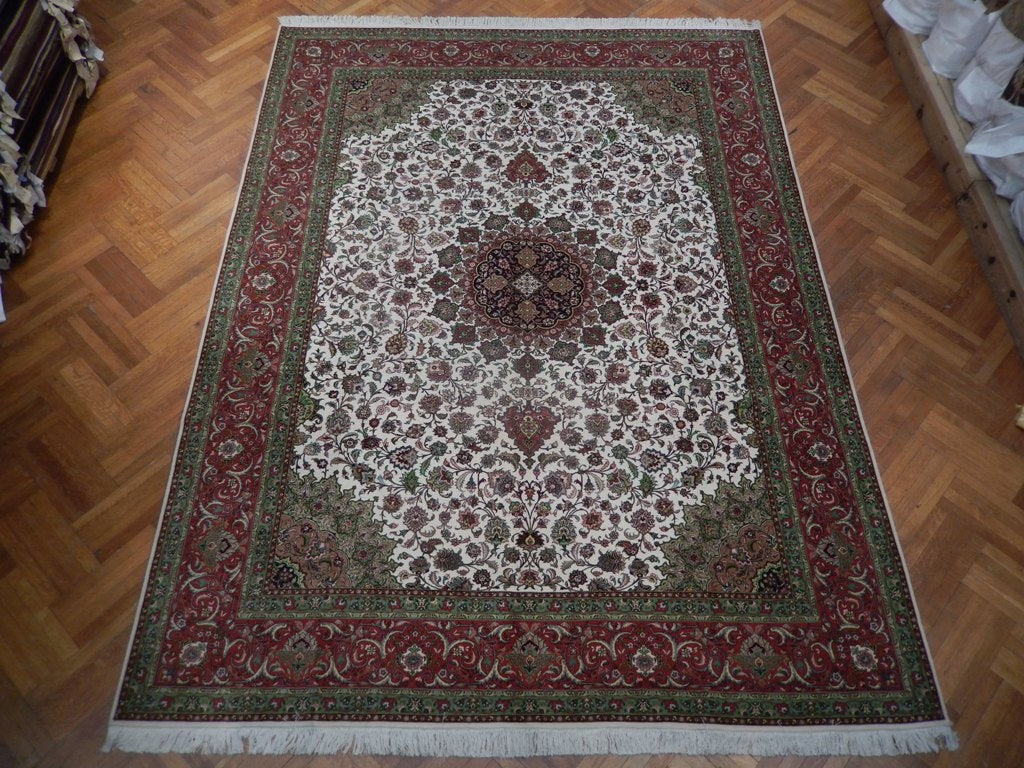 10 x 13 Genuine Persian Tabriz Rug Handmade Iran Wool and Silk 400 KPSI #PIX-21904