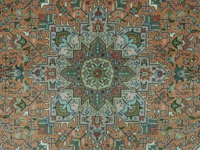 4.10 x 7 Authentic Fine Quality Tabriz Rug Wool and Silk 400 KPSI Geometric #PIX-16019