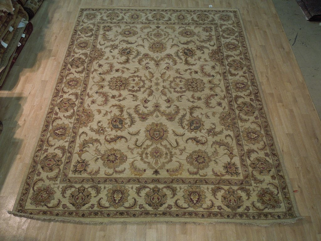 8 x 10 Neutral Beige Gold Dense Natural Wool Rug #B-72525