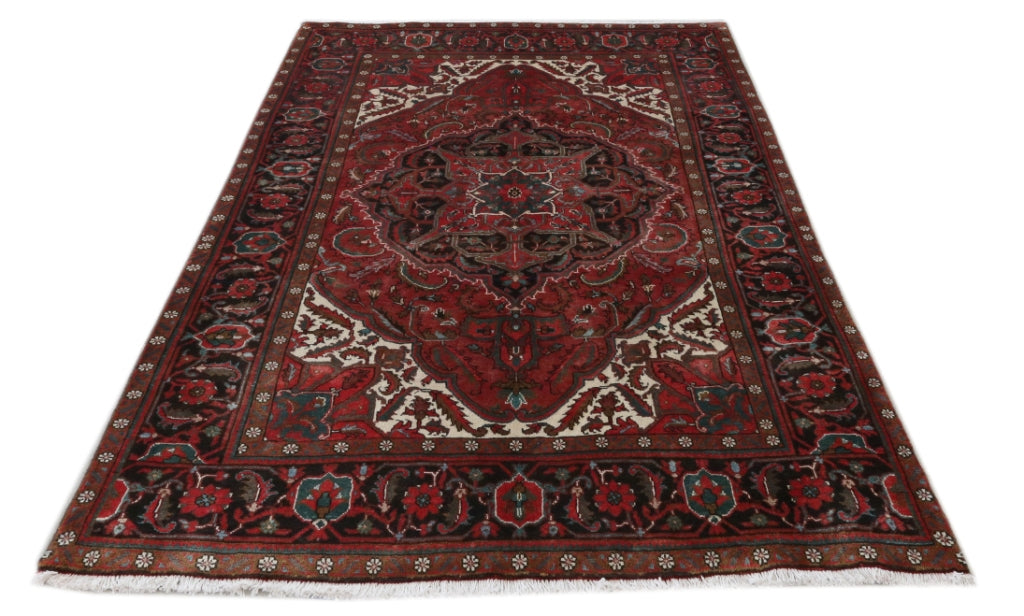 6.3 x 9.4 Persian Heriz Rug Tribal Iran #B-81286