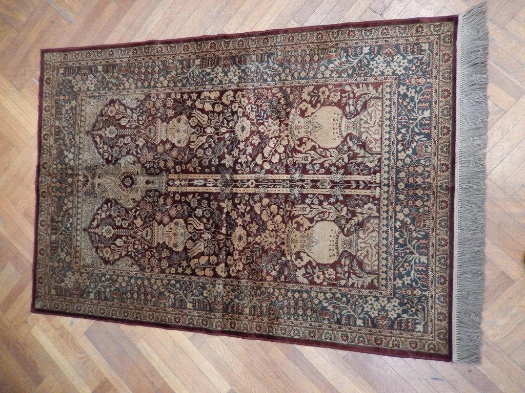 4.6 x 6.7 Turkish Prayer Kashan Bamboo Silk Area Rug #PIX-23558