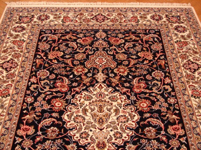 5 x 7.9 High Quality Authentic Persian Esfahan Rug Wool and Silk on Silk 500 KPSI #PIX-4219