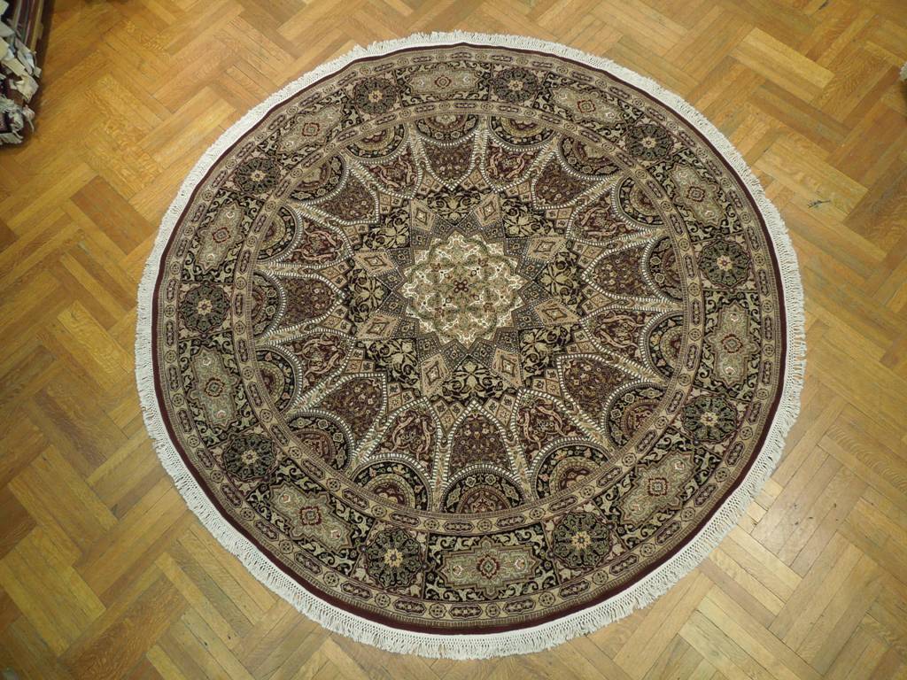 9 x 9 ROUND Fine Quality Wool and Silk handmade Rug Multi Color DOM Esfahan   #PIX-20846