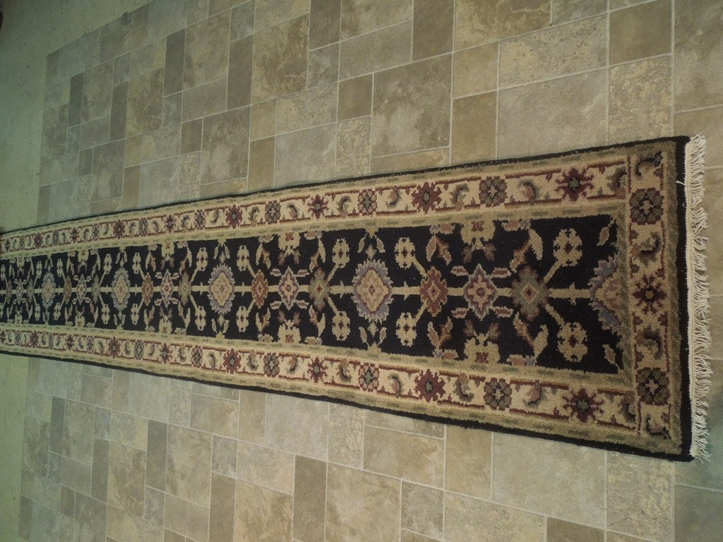 20' Feet Handmade Wool Runner BLACK #B-74121