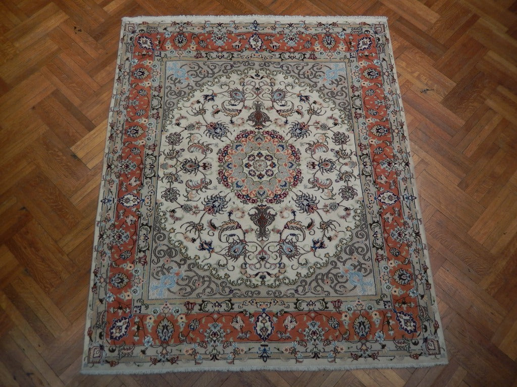 6.9 x 8.2 Authentic Persian Tabriz Rug Handmade Odd Size Iran Wool and Silk #PIX-21996